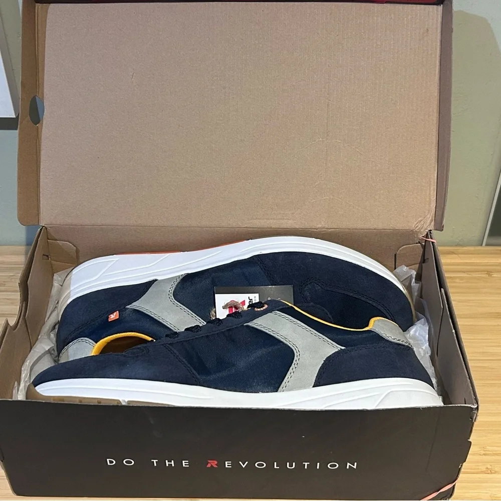 RIEKER Men's Size 12 Blue And Gray Suede Casual Sport Jogger Sneakers